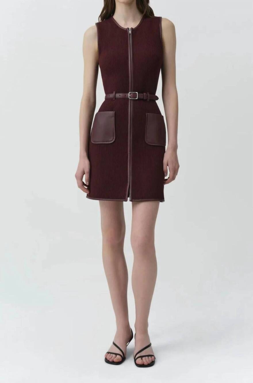 NEW SIMKHAI viretta knit mini dress in fig